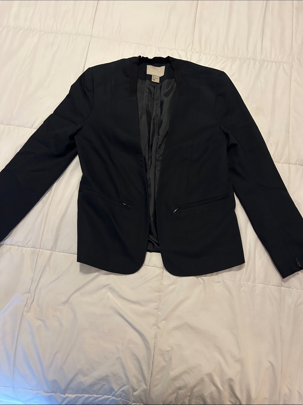 H&M Black Collarless Feminine Blazer